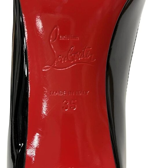 Christian Louboutin Black Patent Leather Spike Peep Toe Heels, 35 - Picture 7 of 7